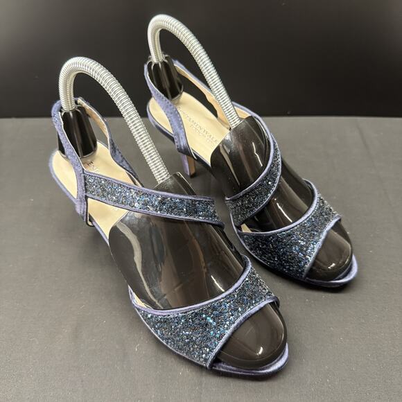Touch Ups Shoes - Benjamin Walk Touch Ups Sandals Womens Size 7.5 Blue Rhinestone Heel Dress
